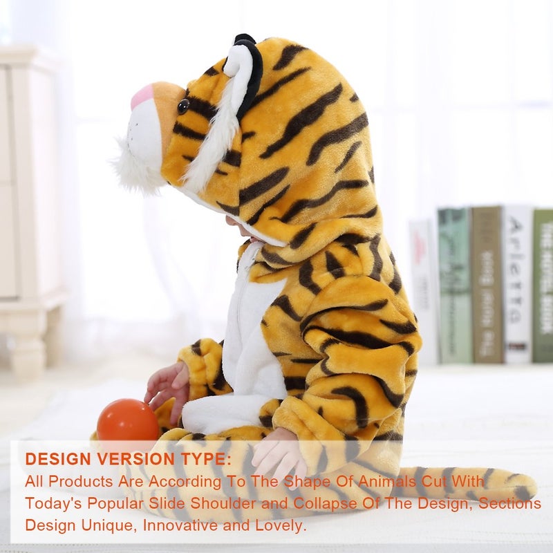 MICHLEY Unisex Baby Costume Winter and Autumn Flannel Romper for 18-24 Months, Animal Cosplay Jumpsuit White Size 100 - Image 5